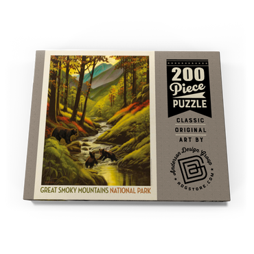 Darstellung des Puzzle Motivs Great Smoky Mountains National Park: Splashing Cubs, Vintage Poster 200 Puzzle Schachtel Ansicht3