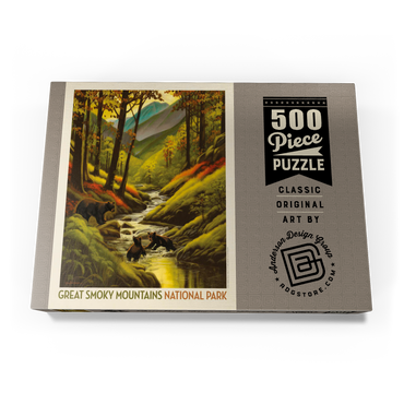 Darstellung des Puzzle Motivs Great Smoky Mountains National Park: Splashing Cubs, Vintage Poster 500 Puzzle Schachtel Ansicht3