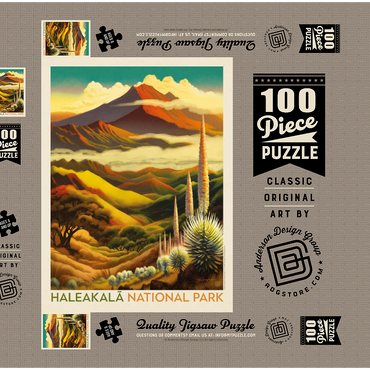 Darstellung des Puzzle Motivs Haleakalā National Park: Above The Clouds, Vintage Poster 100 Puzzle Schachtel 3D Modell