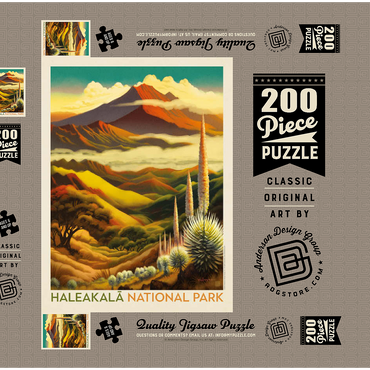 Darstellung des Puzzle Motivs Haleakalā National Park: Above The Clouds, Vintage Poster 200 Puzzle Schachtel 3D Modell