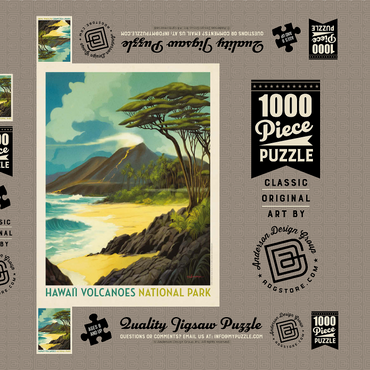 Darstellung des Puzzle Motivs Hawai'i Volcanoes National Park: Lava In The Lagoon, Vintage Poster 1000 Puzzle Schachtel 3D Modell