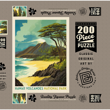 Darstellung des Puzzle Motivs Hawai'i Volcanoes National Park: Lava In The Lagoon, Vintage Poster 200 Puzzle Schachtel 3D Modell
