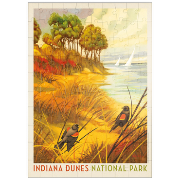 Darstellung des Puzzle Motivs puzzleplate Indiana Dunes National Park: Red-winged Blackbirds, Vintage Poster 100 Puzzle