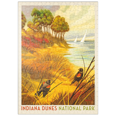 Darstellung des Puzzle Motivs puzzleplate Indiana Dunes National Park: Red-winged Blackbirds, Vintage Poster 500 Puzzle