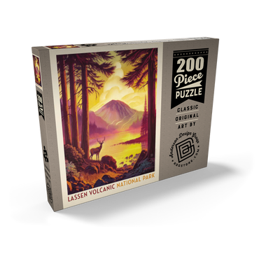 Darstellung des Puzzle Motivs Lassen Volcanic National Park: Morning Mist, Vintage Poster 200 Puzzle Schachtel Ansicht2