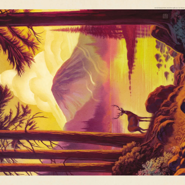 Darstellung des Puzzle Motivs Lassen Volcanic National Park: Morning Mist, Vintage Poster 200 Puzzle 3D Modell