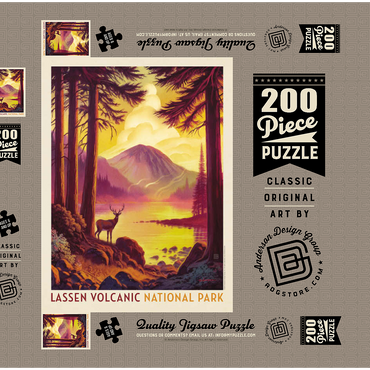 Darstellung des Puzzle Motivs Lassen Volcanic National Park: Morning Mist, Vintage Poster 200 Puzzle Schachtel 3D Modell