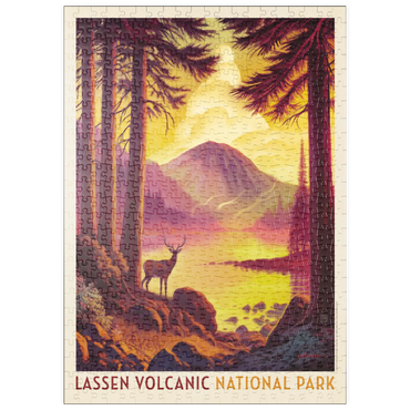 Darstellung des Puzzle Motivs puzzleplate Lassen Volcanic National Park: Morning Mist, Vintage Poster 500 Puzzle