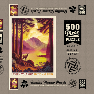 Darstellung des Puzzle Motivs Lassen Volcanic National Park: Morning Mist, Vintage Poster 500 Puzzle Schachtel 3D Modell