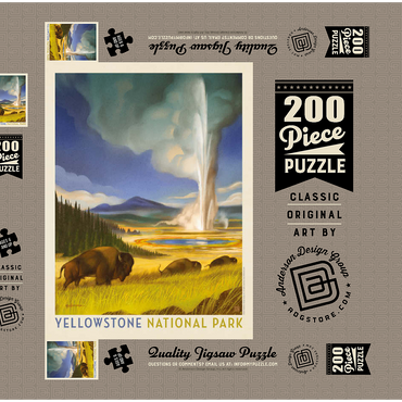 Darstellung des Puzzle Motivs Yellowstone National Park: Wonderland, Vintage Poster 200 Puzzle Schachtel 3D Modell