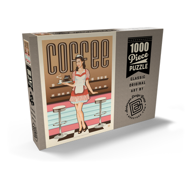 Darstellung des Puzzle Motivs Coffee: Classic American Diner, Vintage Poster 1000 Puzzle Schachtel Ansicht2