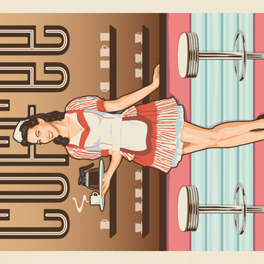 Darstellung des Puzzle Motivs Coffee: Classic American Diner, Vintage Poster 1000 Puzzle 3D Modell
