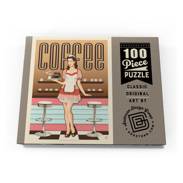 Darstellung des Puzzle Motivs Coffee: Classic American Diner, Vintage Poster 100 Puzzle Schachtel Ansicht3