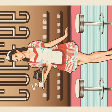 Darstellung des Puzzle Motivs Coffee: Classic American Diner, Vintage Poster 100 Puzzle 3D Modell