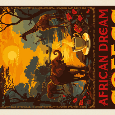 Darstellung des Puzzle Motivs African Dream Coffee, Vintage Poster 1000 Puzzle 3D Modell