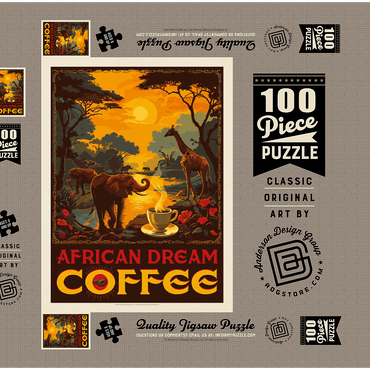 Darstellung des Puzzle Motivs African Dream Coffee, Vintage Poster 100 Puzzle Schachtel 3D Modell