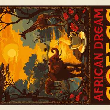 Darstellung des Puzzle Motivs African Dream Coffee, Vintage Poster 200 Puzzle 3D Modell