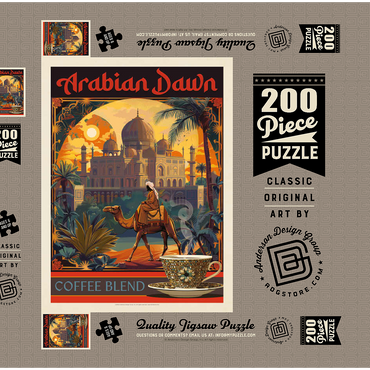 Darstellung des Puzzle Motivs Arabian Dawn Coffee Blend, Vintage Poster 200 Puzzle Schachtel 3D Modell