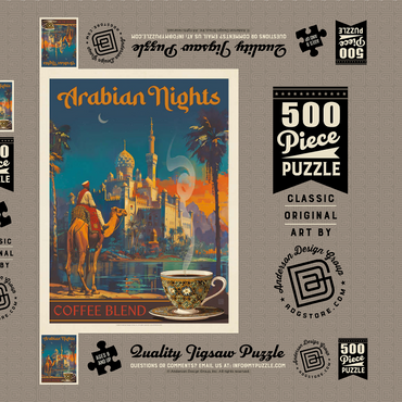 Darstellung des Puzzle Motivs Arabian Nights Coffee Blend, Vintage Poster 500 Puzzle Schachtel 3D Modell