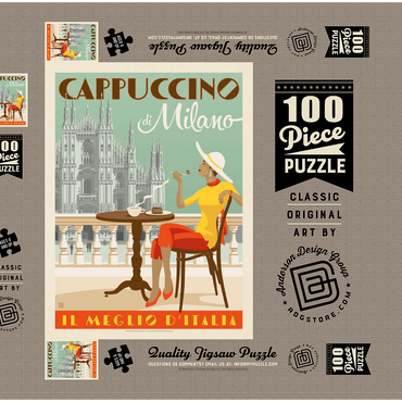 Darstellung des Puzzle Motivs Cappuccino di Milano, Vintage Poster 100 Puzzle Schachtel 3D Modell