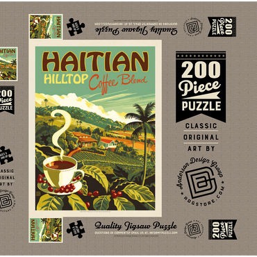 Darstellung des Puzzle Motivs Haitian Hilltop Coffee, Vintage Poster 200 Puzzle Schachtel 3D Modell