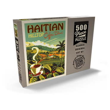 Darstellung des Puzzle Motivs Haitian Hilltop Coffee, Vintage Poster 500 Puzzle Schachtel Ansicht2