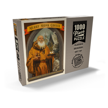Darstellung des Puzzle Motivs Merry Monk Coffee, Vintage Poster 1000 Puzzle Schachtel Ansicht2