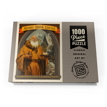 Darstellung des Puzzle Motivs Merry Monk Coffee, Vintage Poster 1000 Puzzle Schachtel Ansicht3