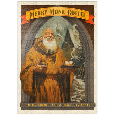 Darstellung des Puzzle Motivs puzzleplate Merry Monk Coffee, Vintage Poster 1000 Puzzle
