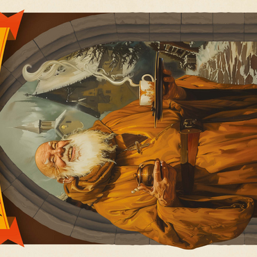 Darstellung des Puzzle Motivs Merry Monk Coffee, Vintage Poster 1000 Puzzle 3D Modell