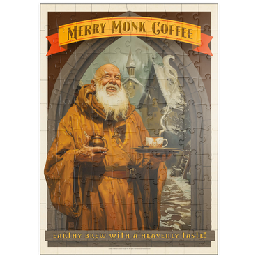 Darstellung des Puzzle Motivs puzzleplate Merry Monk Coffee, Vintage Poster 100 Puzzle