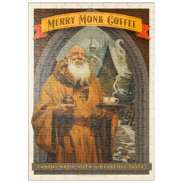 Darstellung des Puzzle Motivs puzzleplate Merry Monk Coffee, Vintage Poster 200 Puzzle