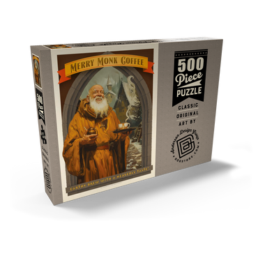 Darstellung des Puzzle Motivs Merry Monk Coffee, Vintage Poster 500 Puzzle Schachtel Ansicht2