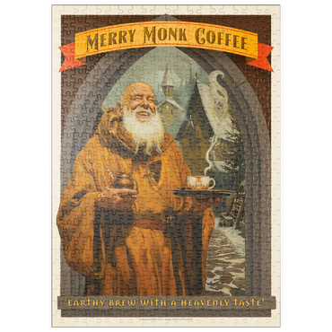 Darstellung des Puzzle Motivs puzzleplate Merry Monk Coffee, Vintage Poster 500 Puzzle
