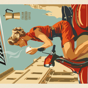 Darstellung des Puzzle Motivs Vacanza Italiana Coffee, Vintage Poster 1000 Puzzle 3D Modell