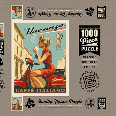 Darstellung des Puzzle Motivs Vacanza Italiana Coffee, Vintage Poster 1000 Puzzle Schachtel 3D Modell