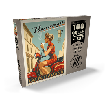 Darstellung des Puzzle Motivs Vacanza Italiana Coffee, Vintage Poster 100 Puzzle Schachtel Ansicht2
