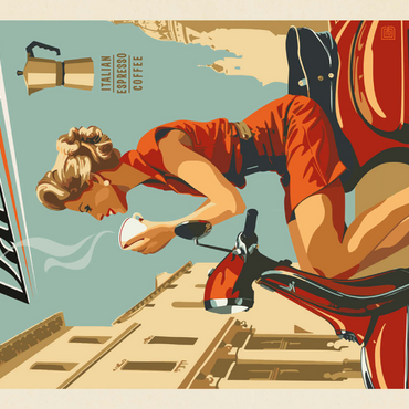 Darstellung des Puzzle Motivs Vacanza Italiana Coffee, Vintage Poster 200 Puzzle 3D Modell