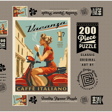 Darstellung des Puzzle Motivs Vacanza Italiana Coffee, Vintage Poster 200 Puzzle Schachtel 3D Modell
