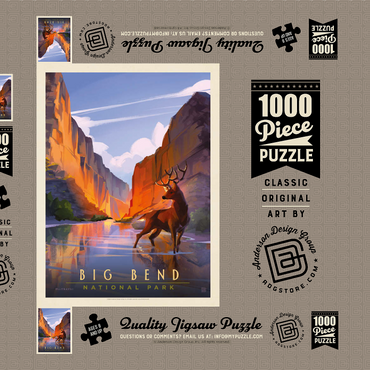 Darstellung des Puzzle Motivs Big Bend National Park: Made In The Shade, Vintage Poster 1000 Puzzle Schachtel 3D Modell