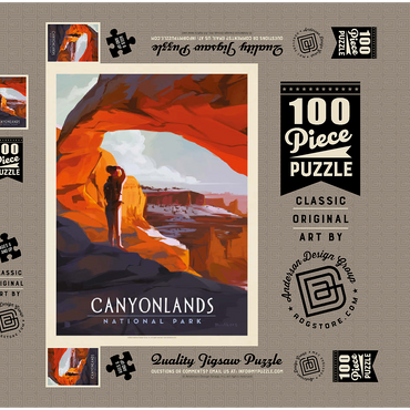 Darstellung des Puzzle Motivs Canyonlands: Under Mesa Arch, Vintage Poster 100 Puzzle Schachtel 3D Modell