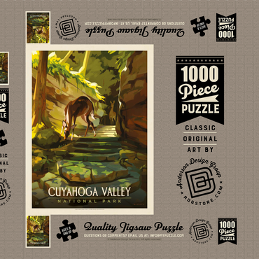 Darstellung des Puzzle Motivs Cuyahoga Valley National Park: Daybreak Deer, Vintage Poster 1000 Puzzle Schachtel 3D Modell