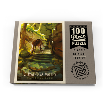 Darstellung des Puzzle Motivs Cuyahoga Valley National Park: Daybreak Deer, Vintage Poster 100 Puzzle Schachtel Ansicht3