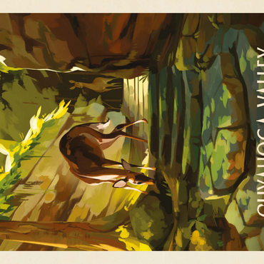 Darstellung des Puzzle Motivs Cuyahoga Valley National Park: Daybreak Deer, Vintage Poster 100 Puzzle 3D Modell