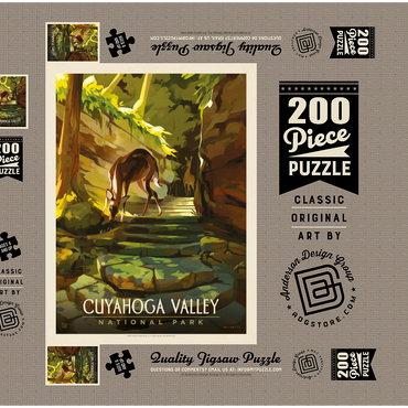 Darstellung des Puzzle Motivs Cuyahoga Valley National Park: Daybreak Deer, Vintage Poster 200 Puzzle Schachtel 3D Modell
