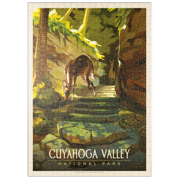 Darstellung des Puzzle Motivs puzzleplate Cuyahoga Valley National Park: Daybreak Deer, Vintage Poster 500 Puzzle