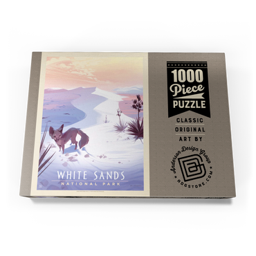 Darstellung des Puzzle Motivs White Sands National Park: Kit Fox, Vintage Poster 1000 Puzzle Schachtel Ansicht3