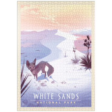 Darstellung des Puzzle Motivs puzzleplate White Sands National Park: Kit Fox, Vintage Poster 1000 Puzzle