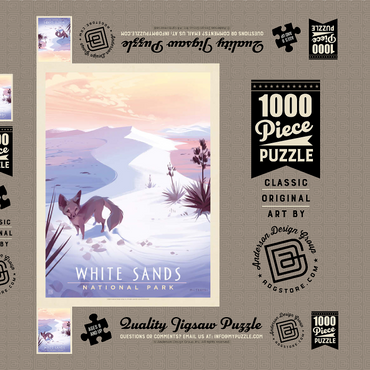 Darstellung des Puzzle Motivs White Sands National Park: Kit Fox, Vintage Poster 1000 Puzzle Schachtel 3D Modell