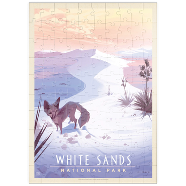 Darstellung des Puzzle Motivs puzzleplate White Sands National Park: Kit Fox, Vintage Poster 100 Puzzle